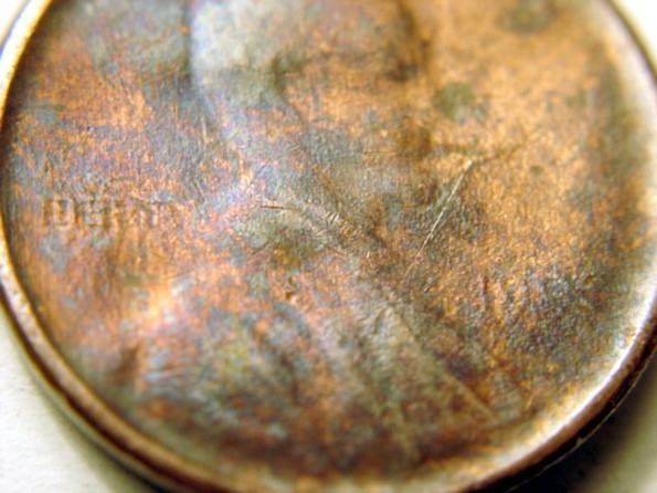 Lincoln-Memorial-Cent--Struck-Through-Die-Cap-Or-Grease?